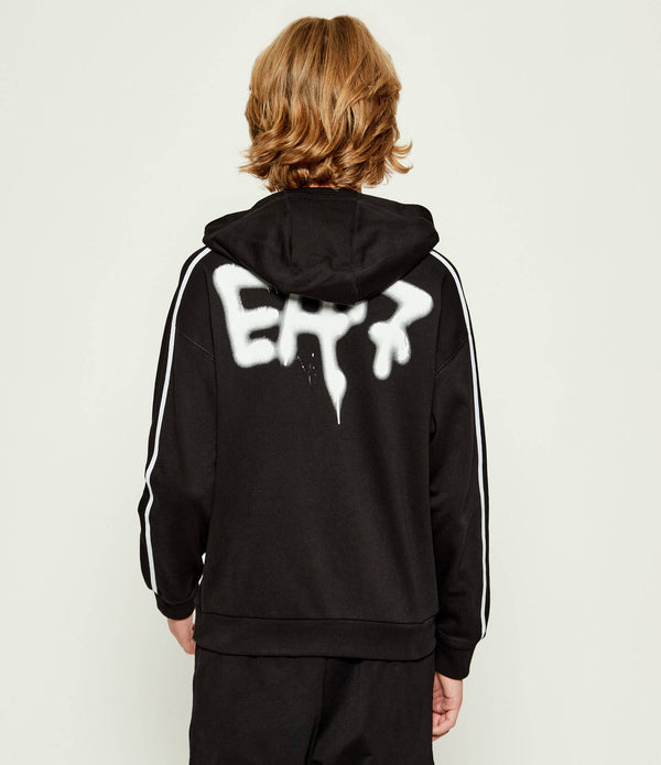 FELPA CAPPUCCIO  CON  ZIP STAMPA DIETRO